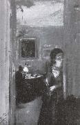 Adolph von Menzel Living room and sister of the artist painting
